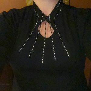 Black sexy long sleeve top